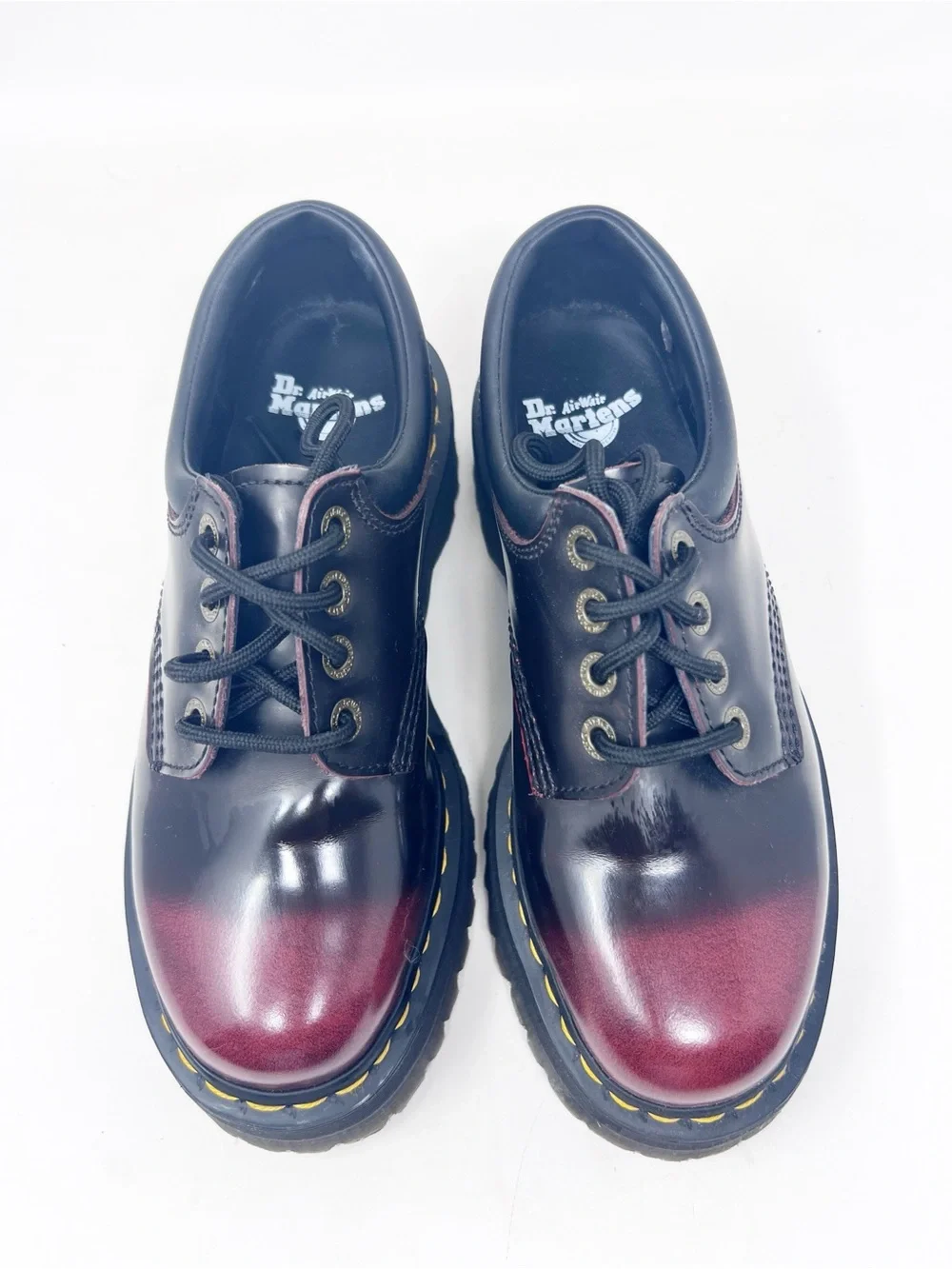 DOC MARTENS BURGUNDY BLACK OMBRE CHUNKY LUG SOLE PLATFORM SHOES SZ 8 NWOT